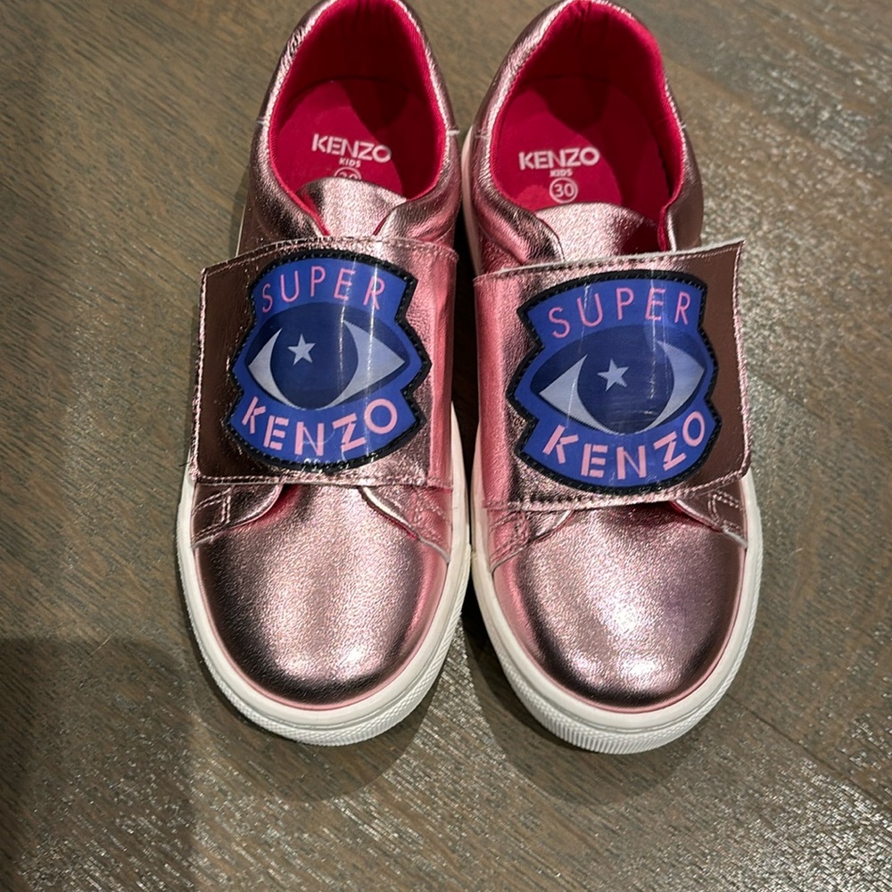 Kenzo kids pink metallic leather sneakers